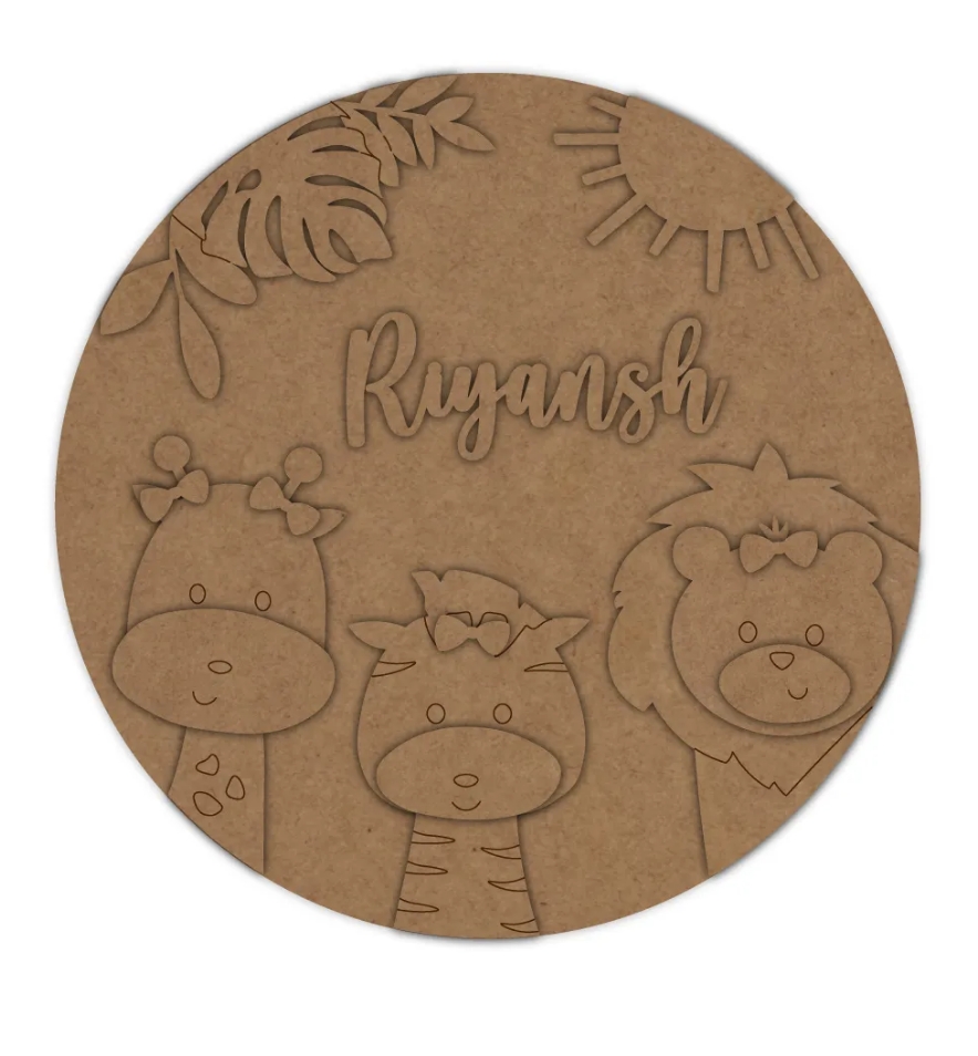 Jungle Theme Name Plate Buy Reliable MDF Online High Quality   CNP001 